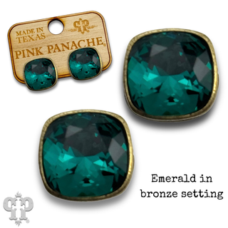 Austrian square crystal post earring, 10mm