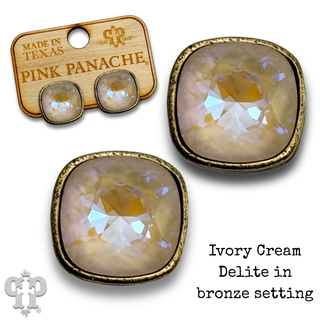 Austrian square crystal post earring, 10mm