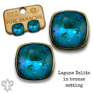 Austrian square crystal post earring, 10mm