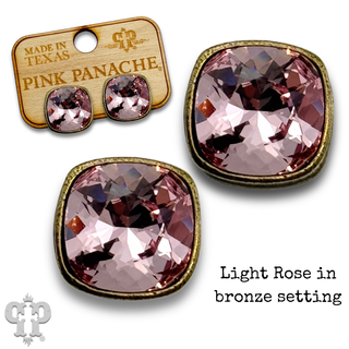 Austrian square crystal post earring, 10mm