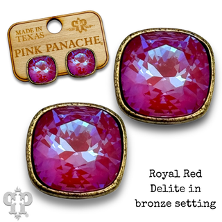 Austrian square crystal post earring, 10mm