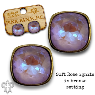 Austrian square crystal post earring, 10mm
