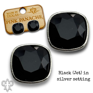 Austrian square crystal post earring, 10mm