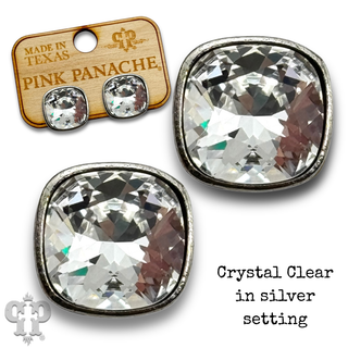 Austrian square crystal post earring, 10mm