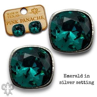 Austrian square crystal post earring, 10mm