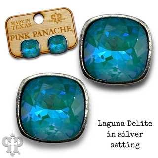 Austrian square crystal post earring, 10mm