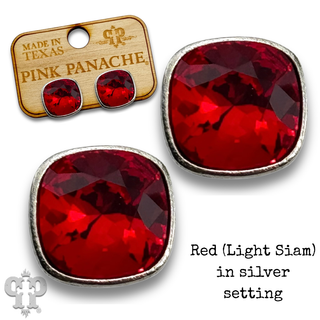 Austrian square crystal post earring, 10mm