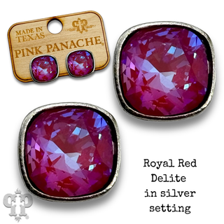Austrian square crystal post earring, 10mm