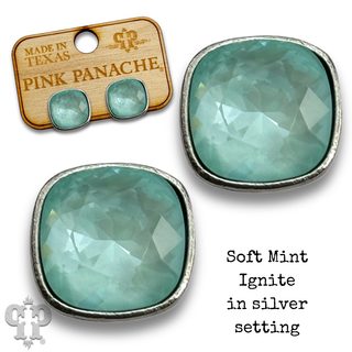 Austrian square crystal post earring, 10mm