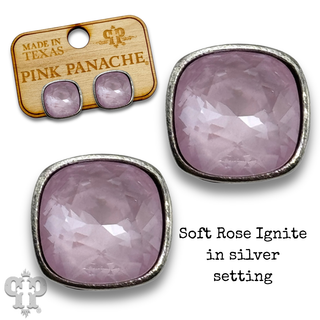 Austrian square crystal post earring, 10mm