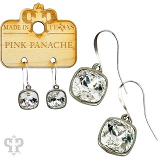 Austrian square crystal hook earring, 12mm