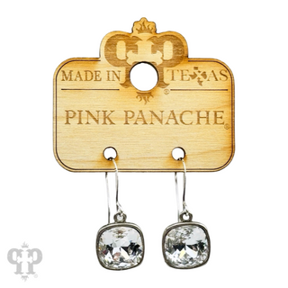 Austrian square crystal hook earring, 12mm