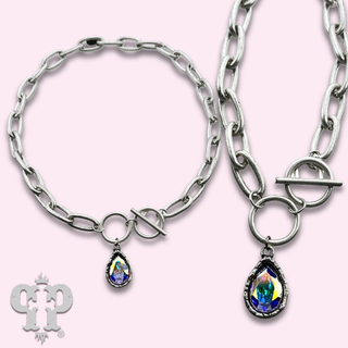 Austrian crystal teardrop chain necklace