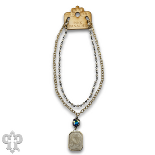 Double strand necklace with Austrian crystal pendant