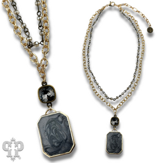 Double strand necklace with Austrian crystal pendant
