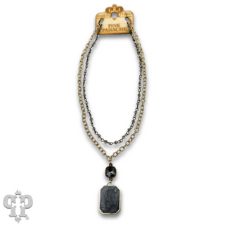 Double strand necklace with Austrian crystal pendant