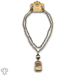 Double strand necklace with Austrian crystal pendant