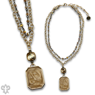 Double strand necklace with Austrian crystal pendant