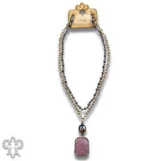 Double strand necklace with Austrian crystal pendant