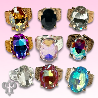 Oval rhinestone ring