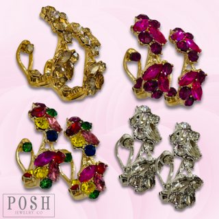 Rhinestone flower hoop earring