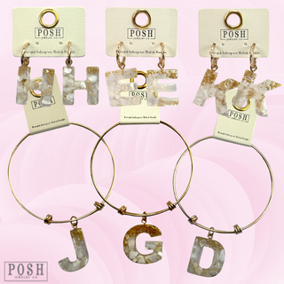 Monogram letter on hoop earring, last call