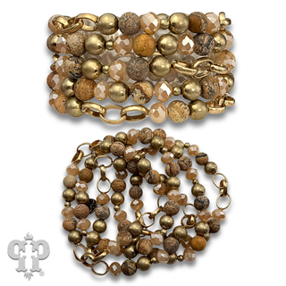 Natural stone and chain link bracelet stack - LC