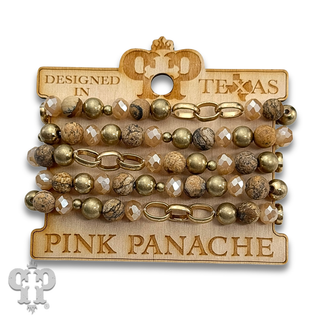 Natural stone and chain link bracelet stack - LC