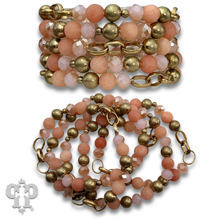 Natural stone and chain link bracelet stack - LC