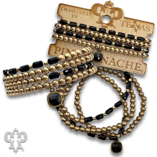 Gold and tube bead bracelet set with with crystal from Swarovski®