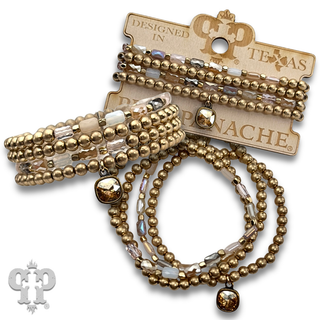 Gold and tube bead bracelet set with with crystal from Swarovski®