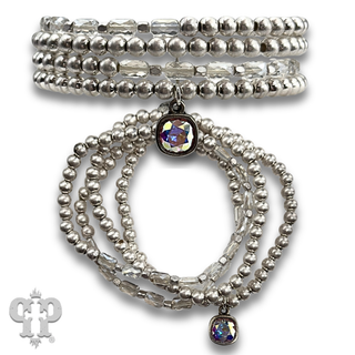 Gold and tube bead bracelet set with with crystal from Swarovski®