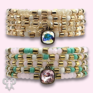Five strand bead bracelet with crystal from Swarovski®