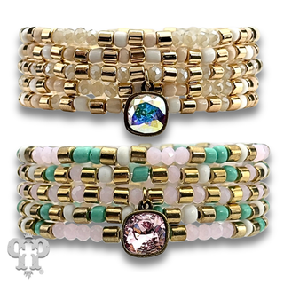 Five strand bead bracelet with crystal from Swarovski®