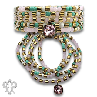 Five strand bead bracelet with crystal from Swarovski®