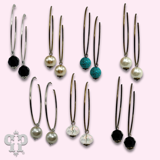 Hoop and bead drop earring