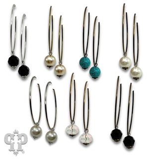 Hoop and bead drop earring