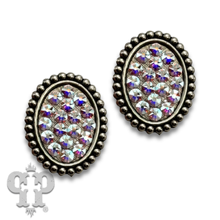 Crystal mini oval post earring