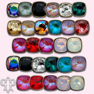 Austrian square crystal post earring, 12mm