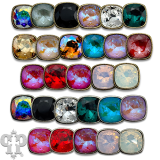 Austrian square crystal post earring, 12mm