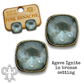 Austrian square crystal post earring, 12mm