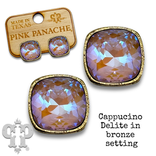 Austrian square crystal post earring, 12mm