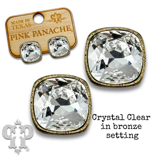 Austrian square crystal post earring, 12mm