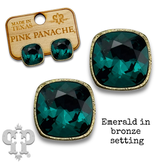 Austrian square crystal post earring, 12mm