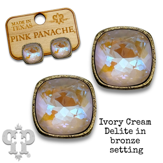 Austrian square crystal post earring, 12mm