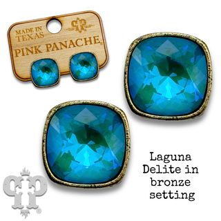 Austrian square crystal post earring, 12mm