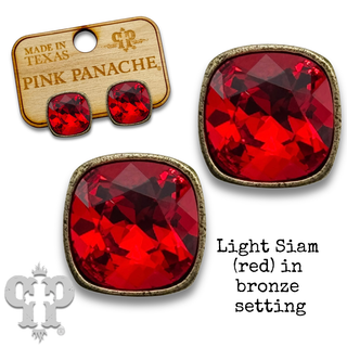 Austrian square crystal post earring, 12mm