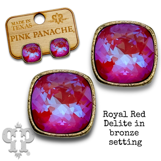 Austrian square crystal post earring, 12mm