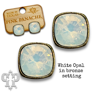Austrian square crystal post earring, 12mm