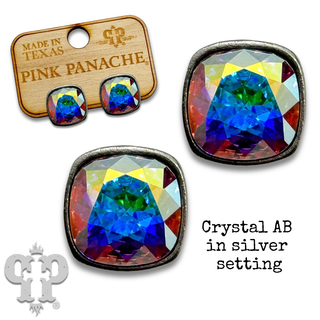 Austrian square crystal post earring, 12mm